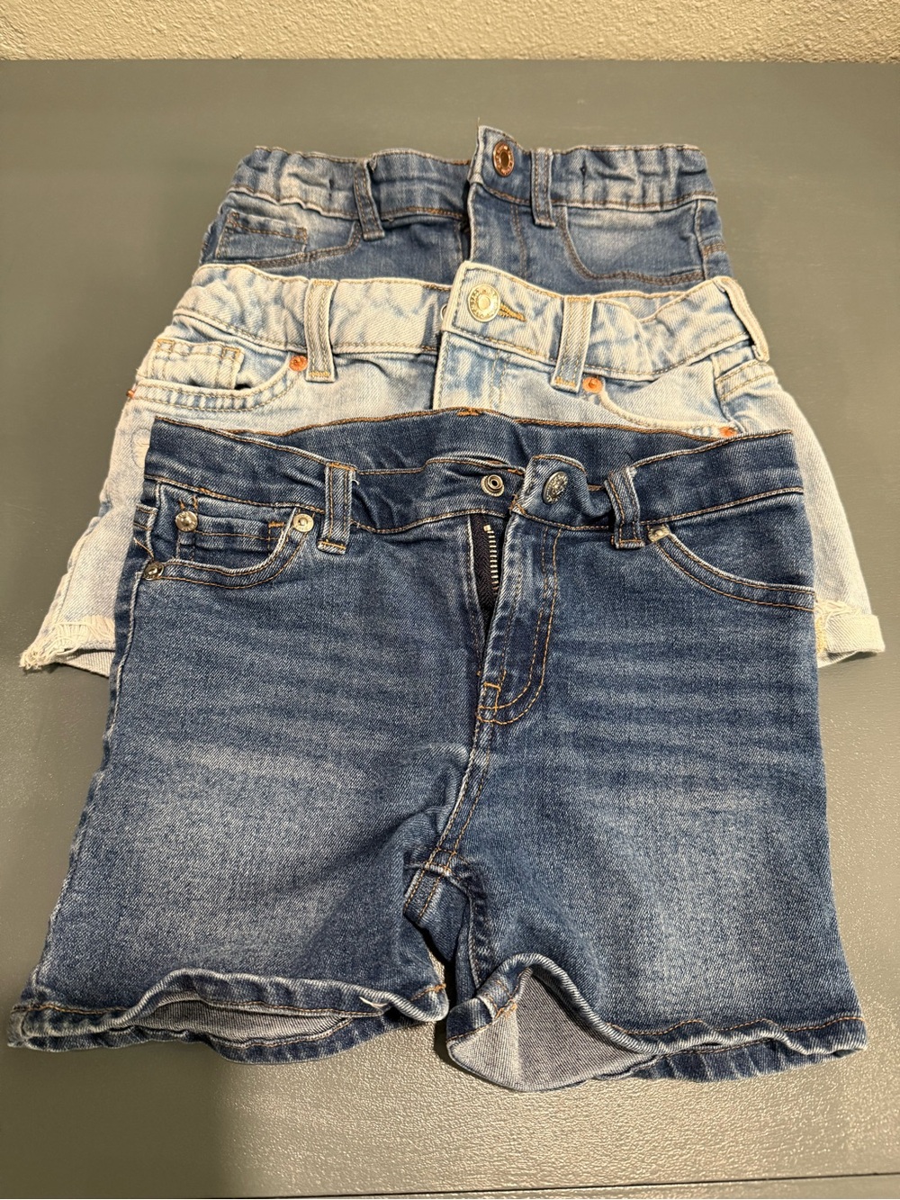 SET OF THREE - Kids Denim Shorts - Blue Wash